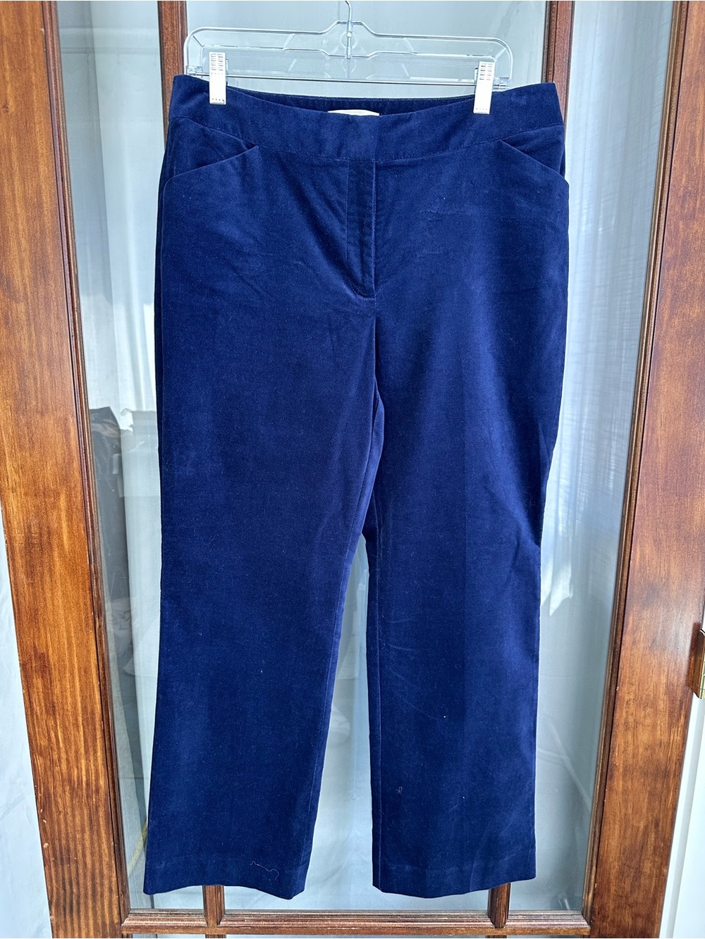 Talbots Pants 12 P Heritage Blue Velour Velvet Petite Business Academia Dressy